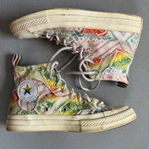 Converse High Top Sneakers - White with Rainbow Paisley
